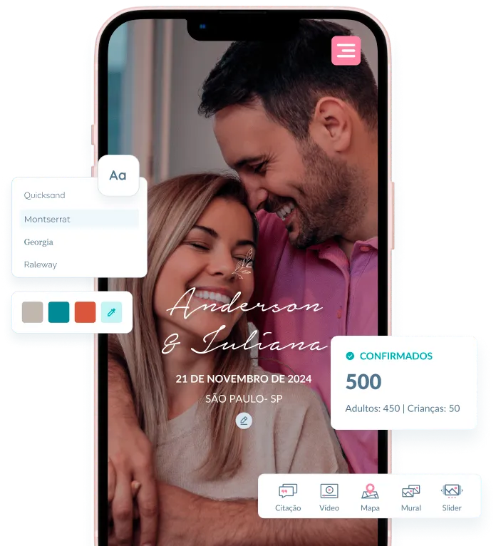 Banner Mobile - Funcionalidades do Site de Casamento Interface de confirmação de presença