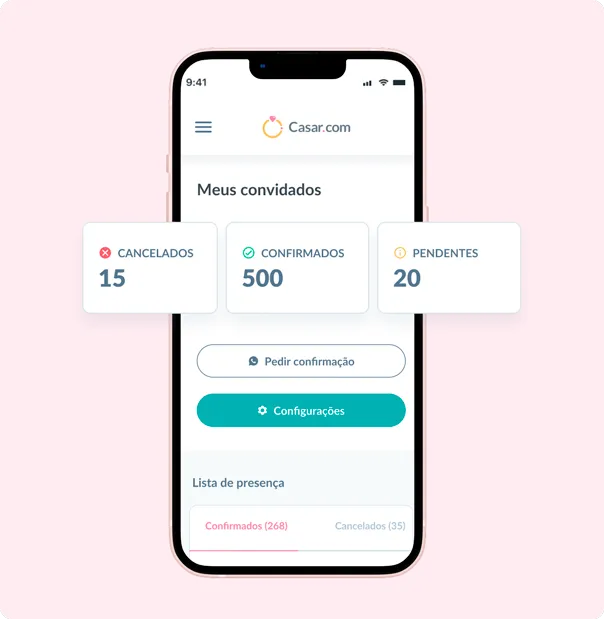 Funcionalidade RSVP Online Passo 1 - Casar.com Convide e gerencie as confirmações