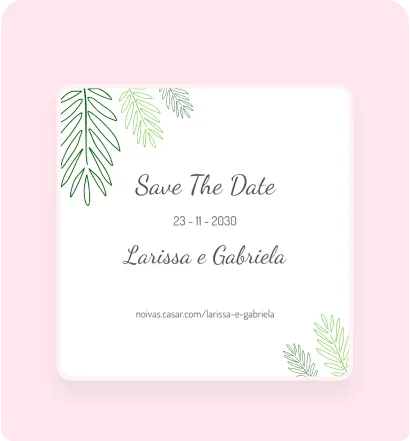 Convite Digital e Identidade Visual - Casar.com Imagem de convite florido de casamento com o titulo Save The Date e o nome do casal