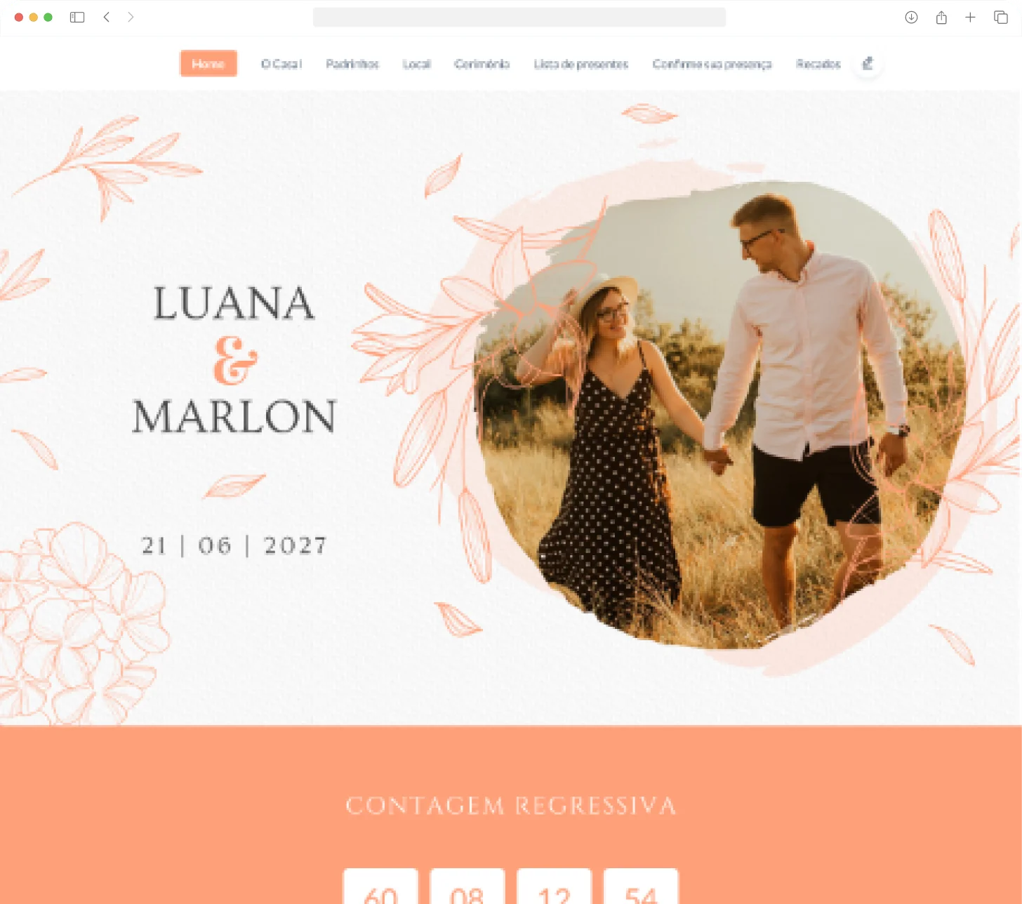 Tema de Site de Casamento Doce Brisa Tema Doce Brisa