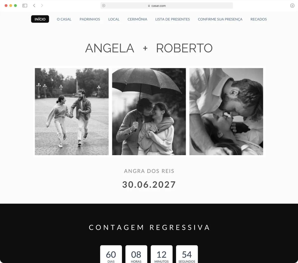 Tema de Site de Casamento Nós - Design Moderno e Clean Tema Nós