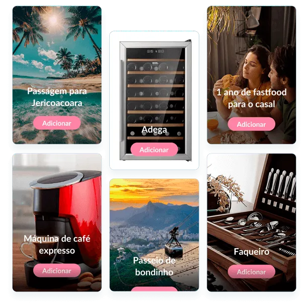 Vitrine de Presentes Virtuais - Lista de Casamento Casar.com Crie a lista do seu jeito