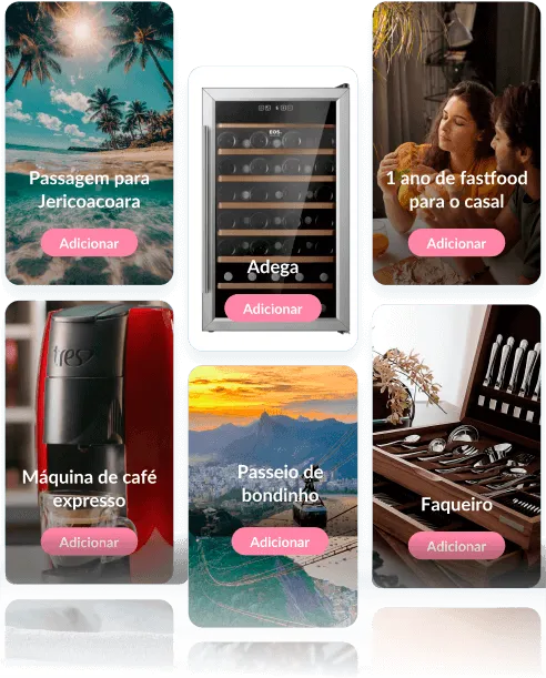 Vitrine de Presentes Virtuais - Lista de Casamento Casar.com Crie a lista do seu jeito